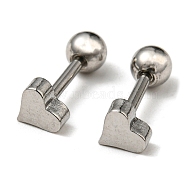 201 Stainless Steel Heart Stud Earrings with 304 Stainless Steel Pins, Stainless Steel Color, 4.5x5mm(EJEW-P232-05P)