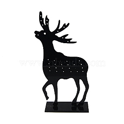 Plastic Ear Stud Display, Jewelry Display Rack, Christmas Reindeer/Stag, Black, 80x185x34mm(EDIS-C002-043)
