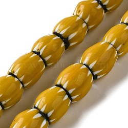 Handmade Lampwork Beads, Rondelle, Goldenrod, 9~14x8~13mm, Hole: 2mm, about 53~61pcs/strand, 25~25.98''(63.5~66cm)(LAMP-B023-09A-05)