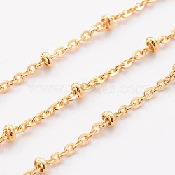 3.28 Feet Ion Plating(IP) 304 Stainless Steel Cable Chains, Satellite Chains, Soldered, Rondelle Beads, Golden, 2mm(X-CHS-H007-20G)