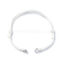 Adjustable Eco-Friendly Korean Waxed Polyester Cord Bracelet Making, with 304 Stainless Steel Open Jump Rings, Fit for Connector Charms, White, 5-1/8~9-1/4 inch(132~235mm), Hole: 3mm(AJEW-JB01195-04)