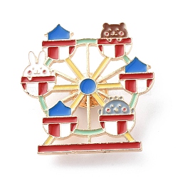Sky Wheel with Animal Enamel Pin, Light Gold Alloy Cartoon Badge for Backpack Clothes, Colorful, 31~38.5x20~37.5x2mm(ENAM-K021-02A)