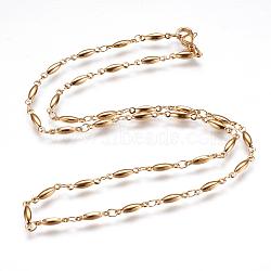 304 Stainless Steel Chain Necklaces, with Lobster Claw Clasps, Ion Plating (IP), Horse Eye, Golden, 17.9 inch(45.5cm)(STAS-P164-22G)