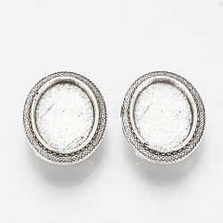 Tibetan Style Alloy Slide Charms Cabochon Settings, Cadmium Free & Lead Free, Oval, Antique Silver, Tray: 13x18mm, 24x19x7mm, Hole: 3x10mm, about 295pcs/1000g(TIBE-Q086-035AS-LF)