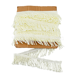 10.5 Yards Polyester Tassel Lace Ribbon, Fringe Trimming, Garment Accessories, Champagne Yellow, 2-3/8 inch(60mm), about 11.48 Yards(10.5m)/Card(OCOR-WH0082-106)