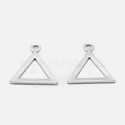 Sterling Silver Charms, Triangle, Silver, 11x10x0.5mm, Hole: 1mm(X-STER-I014-16S)