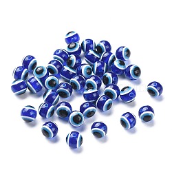 Round Evil Eye Resin Beads, Medium Blue, 10x9mm, Hole: 1.8~2mm(X-RESI-R159-10mm-08)