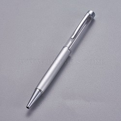 Creative Empty Tube Ballpoint Pens, with Black Ink Pen Refill Inside, for DIY Glitter Epoxy Resin Crystal Ballpoint Pen Herbarium Pen Making, Silver, Silver, 140x10mm(X-AJEW-L076-A38)