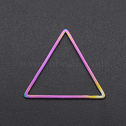 Ion Plating(IP) 201 Stainless Steel Linking Rings, Triangle, Laser Cut, Rainbow Color, 20x23x1mm, Inner Diameter: 18x20mm(STAS-R111-JA553)