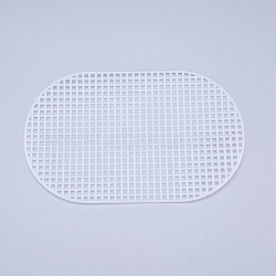 Plastic Mesh Canvas Sheets, for Embroidery, Acrylic Yarn Crafting, Knit and Crochet Projects, Oval, White, 20.2x12.6x0.15cm, Hole: 4x4mm(DIY-M007-13)