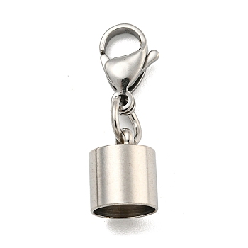 304 Stainless Steel Cord Ends, with Lobster Claw Clasps, Stainless Steel Color, 31mm, Inner Diameter: 9mm