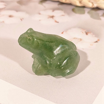 Natural Green Aventurine Carved Healing Frog Figurines, Reiki Energy Stone Display Decorations, 37x33x23mm