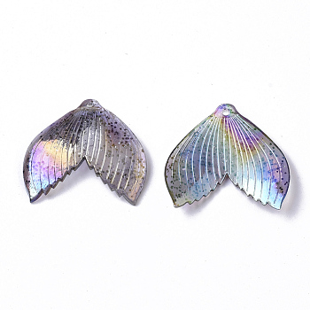 Transparent Acrylic Pendants, with Glitter Powder, AB Color Plated, Mermaid Fishtail, Gray, 24x26x3mm, Hole: 1.4mm
