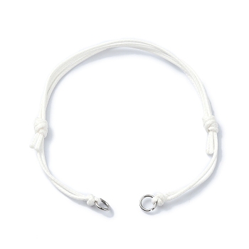 Adjustable Eco-Friendly Korean Waxed Polyester Cord Bracelet Making, with 304 Stainless Steel Open Jump Rings, Fit for Connector Charms, White, 5-1/8~9-1/4 inch(132~235mm), Hole: 3mm
