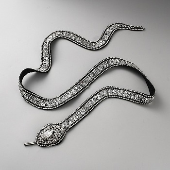 Snake Computerized Embroidery Cloth Iron on/Sew on Patches, Costume Accessories, Appliques, Crystal, 1080x48.5x8.5mm