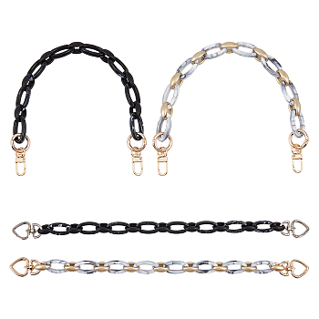 SUPERFINDINGS Acrylic and Spray Painted CCB Plastic Chains Bag Handles, with Golden Alloy Spring Gate Rings and Zinc Alloy Swivel Clasps, for Bag Straps Replacement Accessories, Mixed Color, 40cm, 4pcs/set