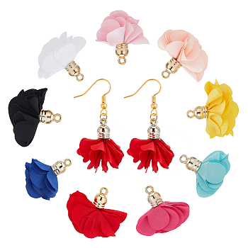 CHGCRAFT DIY Cloth Flower Drop Earring Making Kits, Including Cloth Pendant Decorations, Iron Earring Hooks, Mixed Color, 216Pcs/box