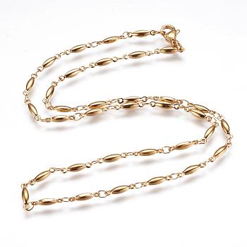 304 Stainless Steel Chain Necklaces, with Lobster Claw Clasps, Ion Plating (IP), Horse Eye, Golden, 17.9 inch(45.5cm)