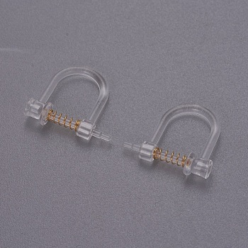 Plastic Clip-on Earring Findings, with Stainless Steel Findings, Real 18k Gold Plated, 11x13x3.5mm