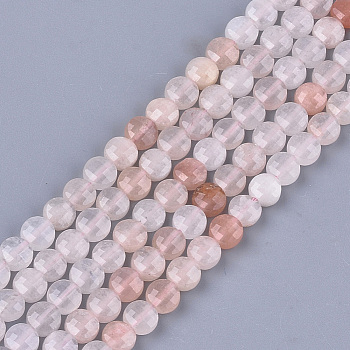 Natural Pink Aventurine Beads Strands, Faceted, Flat Round, 6~6.5x3.5mm, Hole: 0.8mm, about 59~60pcs/strand, 14.9 inch~15.1 inch