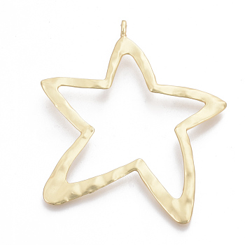 Alloy Big Pendants, Matte Style, Star, Cadmium Free & Nickel Free & Lead Free, Real 14K Gold Plated, 89x76x2.5mm, Hole: 4.5mm