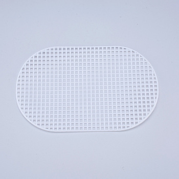 Plastic Mesh Canvas Sheets, for Embroidery, Acrylic Yarn Crafting, Knit and Crochet Projects, Oval, White, 20.2x12.6x0.15cm, Hole: 4x4mm