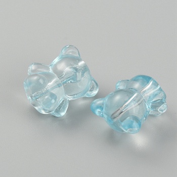 Handmade Lampwork Beads, Bear, Sky Blue, 14x11.5~12x9mm, Hole: 1mm