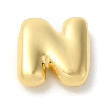 Brass Pendants, Long-Lasting Plated, Real 18K Gold Plated, Letter N, 10x9.5x3.5mm, Hole: 1.4mm