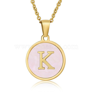 Pink Letter K Shell Necklaces