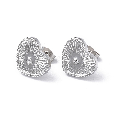 Heart 304 Stainless Steel Stud Earrings