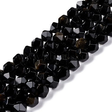 Polygon Golden Sheen Obsidian Beads