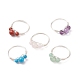 Natural & Synthetic Gemstone Round Beaded Finger Ring(RJEW-JR00514)-1