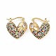 Cubic Zirconia Heart Thick Hoop Earrings(EJEW-F304-01G-02)-1