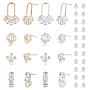 Platinum & Golden Clear Mixed Shapes Brass+Cubic Zirconia Stud Earring Findings(ZIRC-CA0001-18)