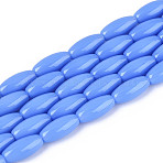 Opaque Glass Beads Strands, Rice, Cornflower Blue, 9~9.5x4~4.5mm, Hole: 0.7~0.9mm, about 42~43pcs/strand, 14.96~15.35''(38~39cm)(X-GLAA-T028-15P-03)