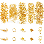 DIY Jewelry Making Finding Kit, Including Zinc Alloy Lobster Claw Clasps, Iron Bead Tips Knot Covers & Folding Crimp Ends & Crimp Beads Covers & Jump Rings, Golden, 1000Pcs/box(DIY-NB0009-08G)