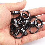 Non-Magnetic Synthetic Hematite Plain Band Ring, Inner Diameter: 20mm(FIND-PW0021-11E)