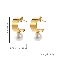 Stainless Steel with Imitation Pearl Gold Plated Earrings(JZ8355-2)
