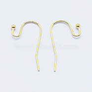Long-Lasting Plated Brass Earring Hooks, Ear Wire, Real 18K Gold Plated, Nickel Free, 21x2mm, Pin: 0.9mm(X-KK-K204-136G-NF)