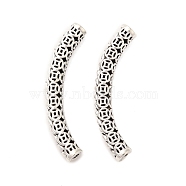 Tibetan Style Alloy Hollow Coin Curved Tube Beads, Antique Silver, 37x10x4mm, Hole: 1.9mm(FIND-Z063-33AS)