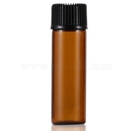 Glass Aromatherapy Subpackage Bottle, with Aluminium Oxide Cover & PP Plug, Column, Saddle Brown, 1.6x4.5cm, Capacity: 5ml(0.17fl. oz)(MRMJ-WH0073-07)