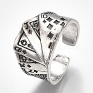 Alloy Cuff Finger Rings, Wide Band Rings, Poker, Antique Silver, US Size 9 3/4(19.5mm)(RJEW-T006-23)