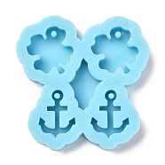 Pendant Silicone Molds, Resin Casting Molds, For UV Resin, Epoxy Resin Jewelry Making, Clover & Anchor, Dark Cyan, 44x44.5x7mm(X-DIY-P022-09)