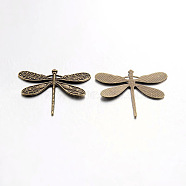 Alloy Pendants, Dragonfly, Lead Free and Cadmium Free, Antique Bronze, about 49mm wide, 38mm long, 4mm thick, hole: 3mm(TIBEP-38X49-AB)