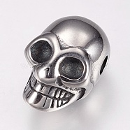 304 Stainless Steel Beads, Skull, Antique Silver, 17x11.5x9mm, Hole: 3mm(STAS-F144-099AS)