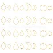 32Pcs 8 Style 304 Stainless Steel Linking Rings, Rhombus & Teardrop & Hexagon & Moon, Golden, 13.5~26x10~20x1mm, 4pcs/style(STAS-UN0041-35)