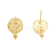 Brass Stud Earring Findings, with 925 Sterling Silver Pins, for Half Drilled Bead, Flat Round, Real 18K Gold Plated, 18mm, Pin: 0.8mm and 0.6mm(for half drilled bead)(KK-I663-02G)