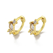 Brass Micro Pave Cubic Zirconia Hoop Earring, Real 18K Gold Plated, Flower, 8x3mm(EJEW-C088-01H-G)