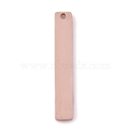 304 Stainless Steel Pendants, Stamping Blank Tag, Laser Cut, Rectangle, Rose Gold, 32x5x1.5mm, Hole: 1.4mm(STAS-P245-46RG)