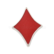 Poker Black Alloy Brooches, Enamel Pins for Clothes Backpack,  Diamond , Red, 20.5x15.5x2mm(JEWB-I030-11C)